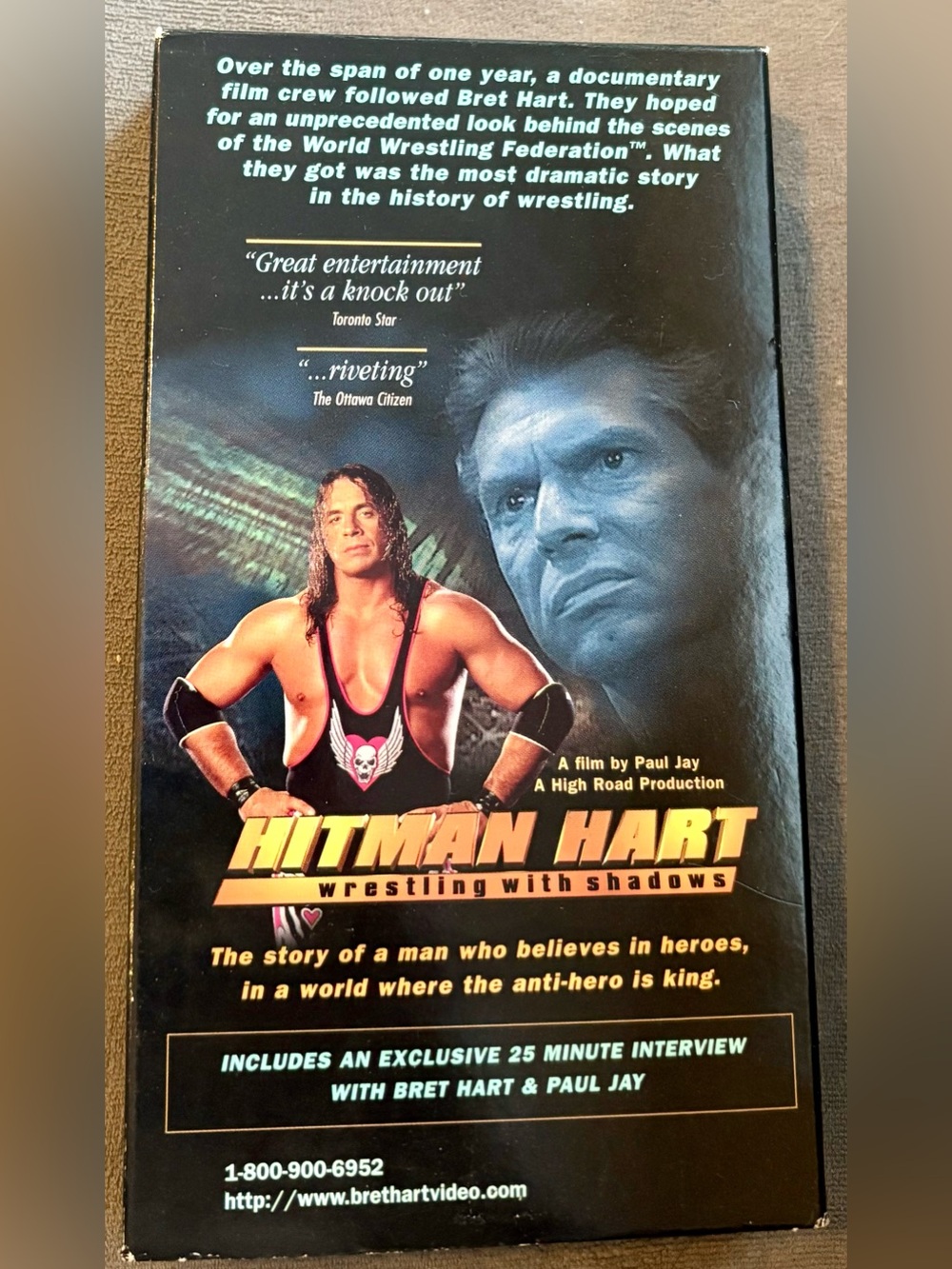 Hitman Hart: Wrestling With Shadows - VHS 1999 - includes original booklet - WWF